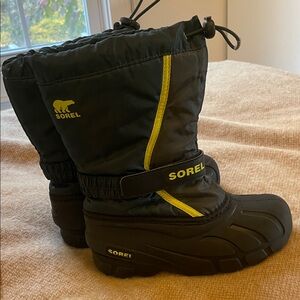 Sorel Black Boots with Yellow Highlights